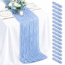 10 Pack Light Blue Cheesecloth Table Runner,Gauze Table Runner, Boho Cheese Cloth Table Runners, Rustic Sheer Table Decor For Wedding, Party, Bridal Shower, Baby Shower, Birthday And Farmhouse Home Decor - Baby Blue - View 26