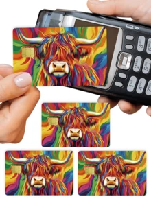 1pc Highland Cow Official Credit Card Sticker Privacy Protection Card Skin, Cute Cow Birthday Gift PVC Material Anti-Fingerprint Anti-Scratch Wear-Resistant Card Cover, Card Protector, Suitable For Men, Women, Couples, Small Chip Card, Bank Card Decoration Sticker, Credit Card, Transportation Card, Student Campus Card Personalized DIY - Type a - View 16