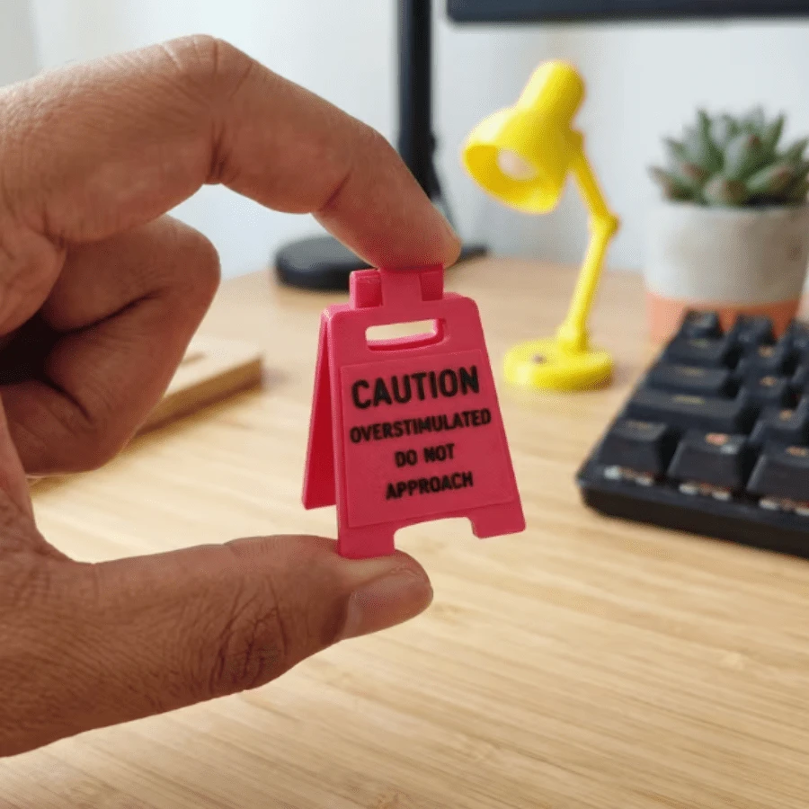 5/3/1pc Funny Mini Desktop Warning Sign Creative "Caution Do Not Approach" Text Small Stand Colorful Foldable Desktop Ornament Office Workstation Quirky Decoration Small Item Atmosphere Desktop Personalized Accessory - Signage - View 1