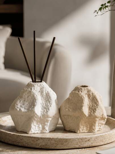 Nordic Irregular Rock‑Textured Reed Diffuser Bottle, Wrinkled Stone‑Shape Aroma Container, Decorative Fragrance Holder For Living Room Bathroom Tabletop Home Ornament
