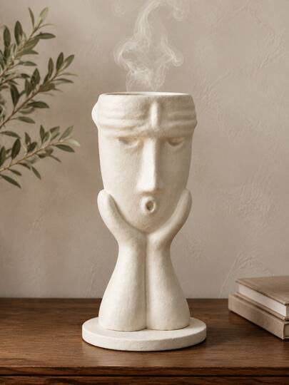 This White Abstract Human Face Incense Burner, A Resin Ornament And Modern Head Sculpture, Is Suitable For Bedrooms, Living Rooms, Coffee Tables, And Meditation Spaces. It Can Hold Aroma Sticks And Makes A Great Gift.