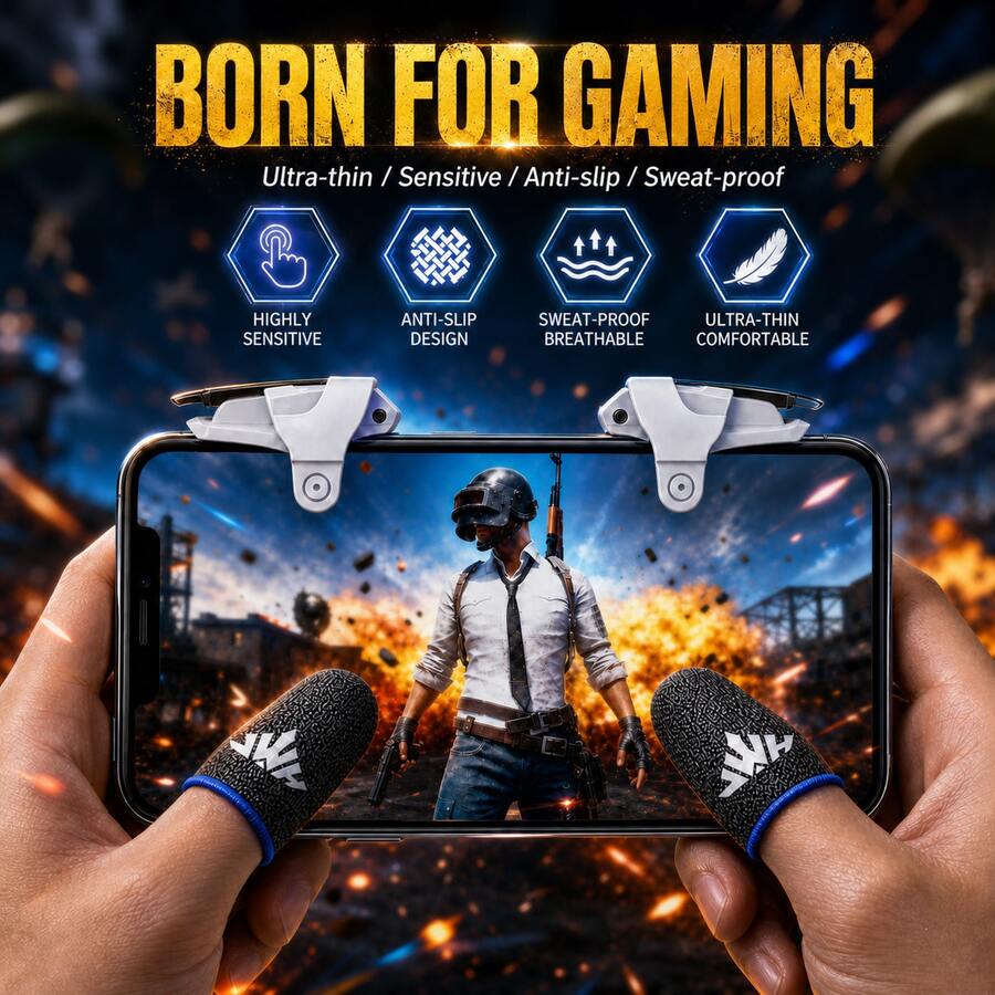 Mobile Controller, Mobile Game Trigger Cellphone Gaming Joystick Compatible With Android IOS Phones Gifts For Men Women Game Lovers Thumb Sleeves And Mobile Shooting Game Physical Assist Handle Buttons, Smartphone Gaming Thumb Sleeves, Mobile Shooting Assist Sensor Buttons - Multicolor - View 1