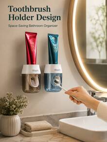 Dispenser Pasta Gigi Gantung Dinding, Rak Penyimpanan Kamar Mandi, Rak, Tidak Perlu Pengeboran; Dispenser Pasta Gigi Otomatis; Menghemat Ruang di Meja; Perlengkapan Penting Kamar Mandi; Cocok sebagai Hadiah Natal; Membuat Area Kamar Mandi Rapi dan Menarik; Cocok untuk Penggunaan Sehari-hari. - MultiWarna - View 3