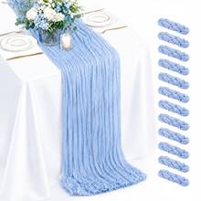 10 Pack Light Blue Cheesecloth Table Runner,Gauze Table Runner, Boho Cheese Cloth Table Runners, Rustic Sheer Table Decor For Wedding, Party, Bridal Shower, Baby Shower, Birthday And Farmhouse Home Decor - Baby Blue - View 30