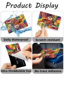 1pc Highland Cow Official Credit Card Sticker Privacy Protection Card Skin, Cute Cow Birthday Gift PVC Material Anti-Fingerprint Anti-Scratch Wear-Resistant Card Cover, Card Protector, Suitable For Men, Women, Couples, Small Chip Card, Bank Card Decoration Sticker, Credit Card, Transportation Card, Student Campus Card Personalized DIY - Type a - View 20