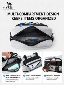 CAMEL CROWN Tas Selempang Ringan, Tas Dada/Pinggang Portabel Serbaguna Kasual, Cocok untuk Perjalanan, Olahraga, dan Lari - Abu-abu Gletser - View 6
