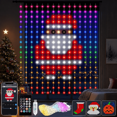 LED Curtain Lights 400 LED 3x3m, App & Remote, Music Sync Programmable Window Lights For Bedroom Indoor Outdoor, Halloween ,Christmas Decor