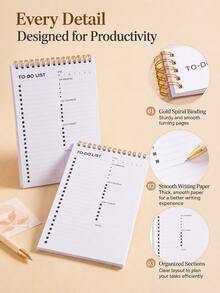 1PC TO-DO LIST Multi-Color Planner, Student Portable Stationery, For Class Notes, Office Records, Daily Schedules, Creative 4 Colors To Choose Notebook - Single Piece - View 6