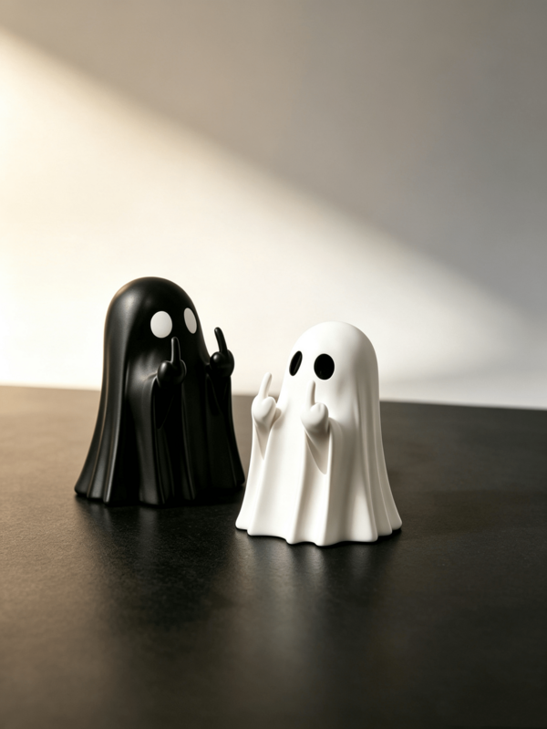 1pc Cute Ghost Figurine, Soft Touch Horror Ghost Statue, Halloween Decoration, Funny Desk Decor, Suitable For Office And Home Decor, Novel Halloween Party Desktop Decoration Gift