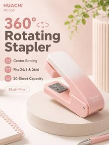 Gradient Color Rotating Stapler, Portable Mini Stapler, Can Staple 20 Sheets Of Paper At Once, Cute Gradient Color Office And School Binding Supplies, Suitable For 24/6 And 26/6 Staples - Multiple Styles - View 7