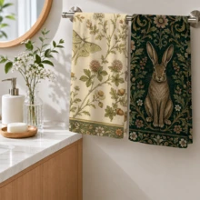 2/4/6/8 Pcs Rabbit Print Kitchen Hand Towels, Vintage Floral Dish Towels Set, Woodland Animal Home Decor, Country Farmhouse Style For Fall Holiday Kitchen - Multicolor - View 11