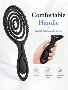 Multi-Color Hair Comb, Spiral Ventilated Styling Brush With Flexible Bristles, Lightweight, Suitable For Wet And Dry Hair, Curly, Wavy, Straight Hair, Daily Styling, Home And Travel - Multicolor - View 3