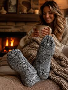 1 Pair Women's Cashmere Socks, Vintage Double-Strand Wool Socks, Haining Wool Socks - Multiple Styles - View 2