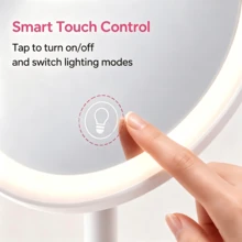 itel IMM-01 LED Makeup Mirror With Lights, Rechargeable Dimmable Desktop Vanity Mirror, 3-Level Brightness, USB Type-C Charging, 480-Min Long Battery Life, Cosmetic Mirror With Storage Base - White - View 8