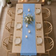 10 Pack Light Blue Cheesecloth Table Runner,Gauze Table Runner, Boho Cheese Cloth Table Runners, Rustic Sheer Table Decor For Wedding, Party, Bridal Shower, Baby Shower, Birthday And Farmhouse Home Decor - Baby Blue - View 3