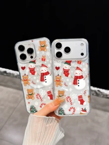 1pc Christmas Snowflake Snowman Christmas Sock Element TPU Magnetic Phone Case Compatible With Apple 18 Pro Max/18 Pro/17 Pro Max/11/12/13/14/15/16/13 Pro Max/14 Plus/15 Pro/12 Pro/11 Pro Max/16/16 Pro/16 Plus/16 Pro Max And Other Models, Unisex Protective Cover - Clear - View 2