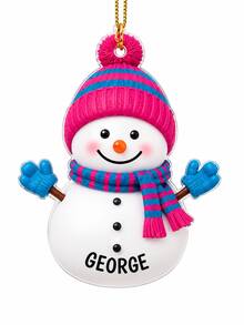 1pc Personalized Customized Christmas Snowman Ornament, Customized Name Christmas Tree Decoration, Christmas Gift, Holiday Decorative Hanging Ornament - Transparent - View 9