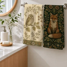 2/4/6/8pcs Vintage Forest Animal Kitchen Towels, Deer, Rabbit, Fox, Owl, Squirrel, Hedgehog, Bird And Moth Floral Napkins, Suitable For Cooking, Cleaning And Country Farmhouse Kitchen Decor - Multicolor - View 10