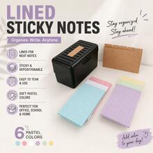 300PCS 6-Color Pastel Lined Sticky Notes, 6 Pads 50 Sheets Each, Writable Repositionable Self-Adhesive Note Pads For Study, Reading, Reminders, To-Do Lists, Planner, Notebook, School, Office & Home Supplies,Back To School Season - one-size - View 3