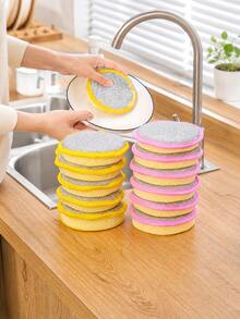 1pc/5pcs/10pcs Cleaning Sponge And Scouring Pad Set, Includes Square Dishwashing Sponge, Minimalist Dish Cloth And Sink/Stove Cleaning Cloth, Washable, Suitable For Kitchen Cleaning, Assorted Colors - Multiple Styles and Colors - View 5