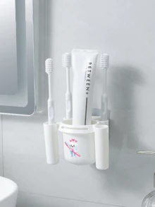 Cute Tooth-Shaped Pattern Toothbrush Holder&Clip Set–Adhesive Wall-Mounted Storage Rack For Bathroom,Toilet,Washroom–Space-Saving,Leak-Proof,Easy To Clean–For Home,Dorm,Office–Gift For Students,Families–For Back-To-School,Housewarming,Birthday - Multicolor - View 13
