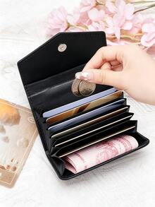 Women's Elegant Embossed PU Leather Wallet, Black Zipper Card Holder With Coin Pocket, Multiple Card Slots, Compact Portable Clutch, Suitable For Party And Daily Use - Multicolor - View 4