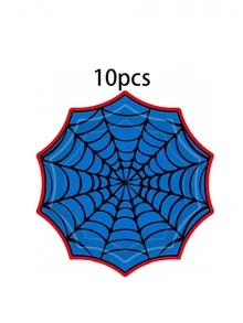 10pcs/20pcs/70pcs Spider Web Birthday Paper Tableware Set, Red & Blue Spider Web Design 7/9 Inch Paper Plates, 3.5 Inch Cups, 6.5 Inch Napkins, Hero Theme Birthday Party Supplies, Hero Theme Birthday Party Decoration Tableware Set - Multicolor - View 9