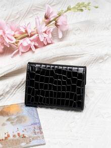 Women's Elegant Embossed PU Leather Wallet, Black Zipper Card Holder With Coin Pocket, Multiple Card Slots, Compact Portable Clutch, Suitable For Party And Daily Use - Multicolor - View 7