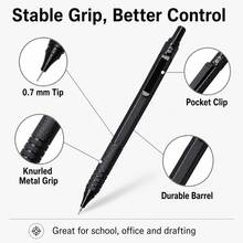 Low Center Mechanical Pencil Set, 0.5mm/0.7mm Options, Silver Or Black, Comfortable Grip For Students, School, Office, Drawing, Drafting & Daily Writing - Multiple Styles - View 5