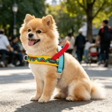 2件組狗狗胸背帶與牽繩套組 | 耐用聚酯纖維織帶、加厚潛水布內墊、防爆脫逃、不磨損牽繩手柄、堅固圓繩，適合中型犬室內外使用 - 彩色 - 查看 4