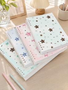 Starry Sky Diary Notebook - Detachable & Rollable Notebook - Designed For Fashionable & Aesthetic Girls - Suitable For Students' Daily Study And Classroom Office Use (Snap Buttons Need To Be Installed By Yourself) - A5 (Includes Back Cover) - View 2