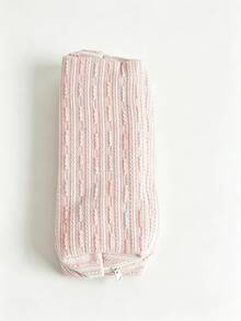 Sweet Striped Pencil Case, Colorful Bubble Gauze Woven Fabric Stationery Storage Bag, Large Capacity Zipper Pencil Pouch, Soft Texture Decorative Accessory, Suitable For Pens And Pencils, Students Back To School Study Desk Home Office Holiday Use - Multicolor - View 14