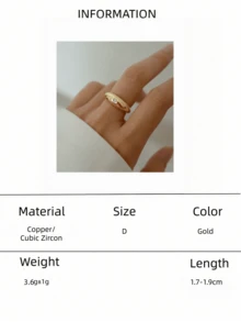 1件女款粗款圓頂戒指，鑲嵌散佈立方鋯石，拋光戒圈誇張戒指，極簡金/銀色，適合日常、派對、約會與送禮 - 彩色 - 查看 10
