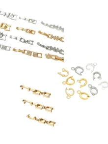 4PCS Copper Simple Fashion Hip-Hop Style Full Zirconia Extension Tail Buckle Folding Buckle Handmade DIY Bracelet Necklace Jewelry Accessories - Multicolor - View 2