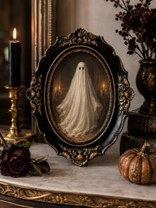 Vintage Baroque Picture Frame, Ornate Black Gold Oval Photo Frame, Victorian Gothic Wall Decor, Dark Academia Home Decor For Bedroom Shelf Mantel Tabletop Display - Oval Pattern Photo Frame - View 4