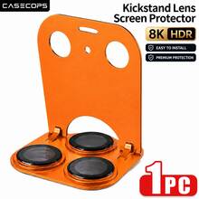 CASECOPS 橘色 - 1件式相機螢幕保護貼附支架,相容 17 Pro Max/17 Pro。手機支架功能設計,90°可調支架,穩定支撐手機不晃動,讓您隨時隨地使用手機支架。全覆蓋磨砂金屬保護殼,防震、防刮、耐磨,超強黏性,不易脫落。 - 橙色-1片 - 查看 11