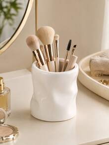 1pc Makeup Brush Holder Organizer, Modern Wavy Cosmetic Brush Cup, Large Capacity Vanity Storage Container For Makeup Brushes Eyeliners Beauty Tools, Bathroom Countertop Desk Decor - Multicolor - View 2