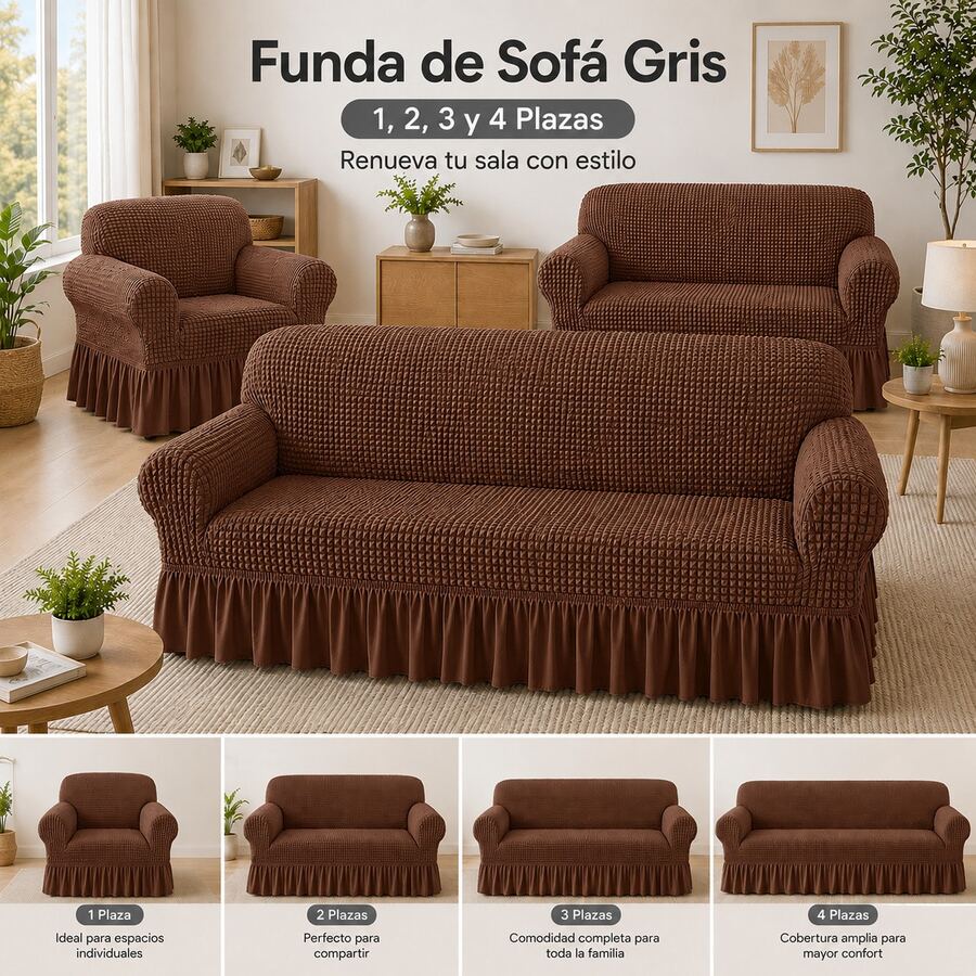 Sofa Slipcovers - Brown - View 1
