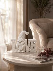 1pc Cute LOVE Letter Gnome Desktop Decor, Floral And Heart Design, Charming Romantic Home Ornament, Suitable For Bedroom, Living Room, Entryway, Bookshelf, Gift, Home Decor, Room Decor, Autumn Home Decor, Office Decor, Classroom Decor, Bedroom Decor - Multiple Styles - View 3