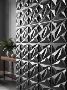 Diamond Style 3D Wall Panel, PVC Modern Geometric Triangle Embossed Wall Sticker, Waterproof Noise-Reducing Decorative Wall Panel, Suitable For Living Room, Bedroom, TV Background Wall, Office, Home Theater, Indoor Home Decor, White And Black Optional - 3D Wall Panels - View 1