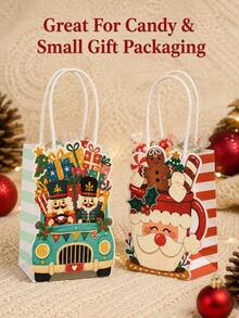 10 túi quà giấy mini Giáng Sinh, họa tiết ông già Noel và kẹp hạt dẻ dễ thương, túi đóng gói quà tặng cho tiệc lễ Giáng Sinh - Nhiều màu - Xem 5