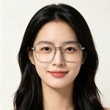 1pc Women's Fashion Glasses New Square Frame Fashion Glasses - Clear - View 2
