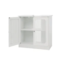 Bathroom Vanity Cabinet Without Sink, Freestanding Bathroom Cabinet With Double Doors And Slatted Front, White Bathroom Cabinet. - White - View 1