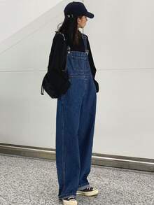 Women Denim Overalls & Jumpsuits - Medium Wash - View 4