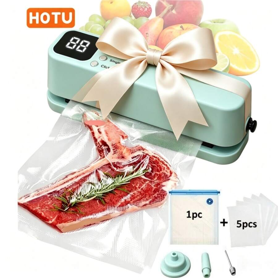 1 Set Portable Handheld Vacuum Sealer, Food Preservation Vacuum Bags, Suitable For Kitchen Food Preservation Storage And Snack Bag Single Sealing Function, Electric Vacuum Pump, Refrigerator Vacuum Storage Bags, Camping