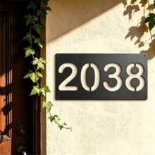 4 Sizes Available! Customized Modern Minimalist Style Metal Door Number Plate, Personalized Address Plate, Door Number, Hotel Room Number Plate - Black - View 9