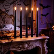 3/6pcs LED Flameless Candles, Long Stick Electronic Candles With Realistic Flickering Flame, Battery Operated, Indoor Decorative Lighting For Weddings, Holidays & Birthdays,Halloween Spooky String Light, Garden Yard Holiday Party Decoration - Long-handled Electronic Candle - View 4