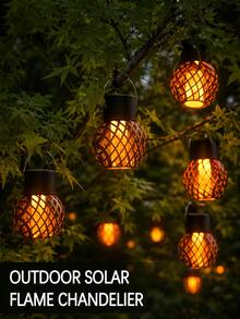 POSE UP 4/8pcs Solar Flame Lights, Hanging Or Standing Outdoor Lights With Realistic Flickering Flame Effect, Easy Install Solar Waterproof Landscape Decor, Suitable For Balcony, Patio, Porch, Garden, Yard, Backyard, Party And Halloween - Multicolor - View 2