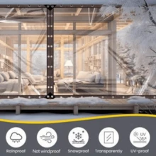 1pc Heavy Duty Clear Vinyl Waterproof Tarp - Waterproof & Windproof, With Extra Grommets And Rope, Suitable For Outdoor Use - Perfect For Patio, Porch Awning, Plant Cover And Camping - Multiple Styles - View 5