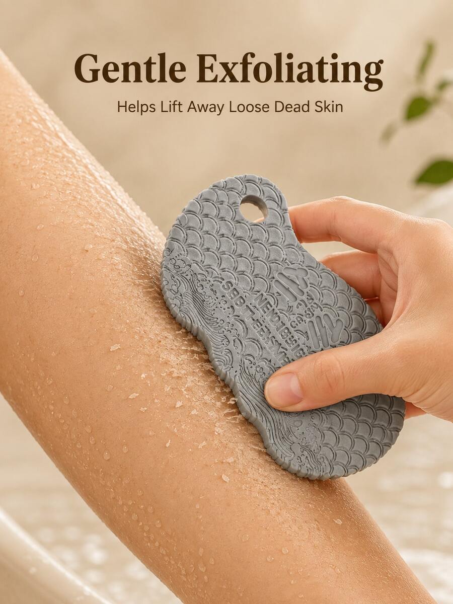 Fish Scale Texture Exfoliating Bath Sponge, 3D Textured Body Brush, Soft Reusable Dead Skin Remover, Quick-Dry Bath Sponge With Hanging Hole, Deep Cleansing Shower Accessory, Suitable For Men And Women